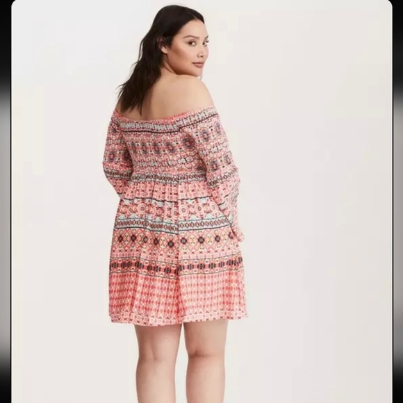 Torrid Smocked Mosaic Print Baby Doll Dress - Picture 3 of 10